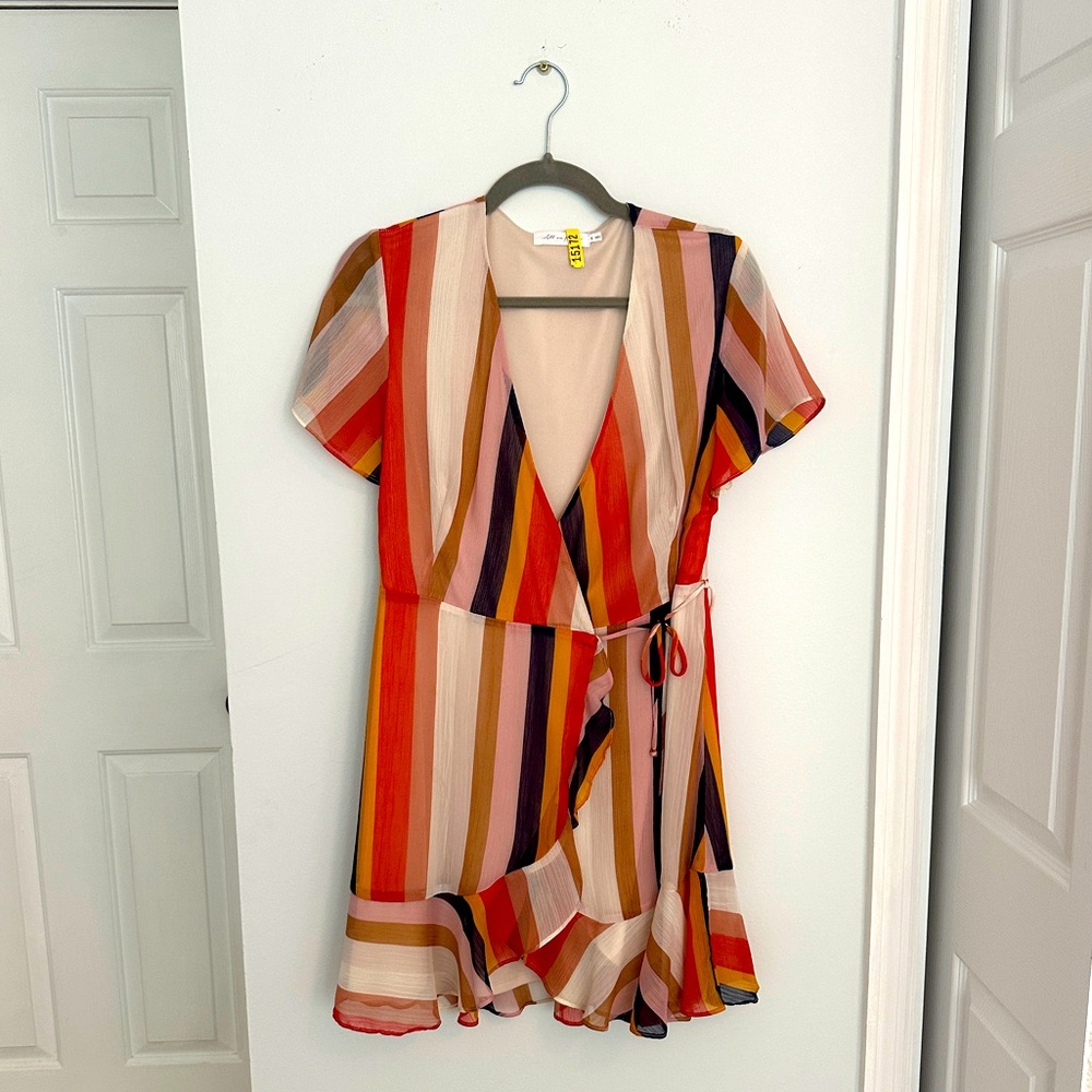 All in Favor - Striped wrap dress